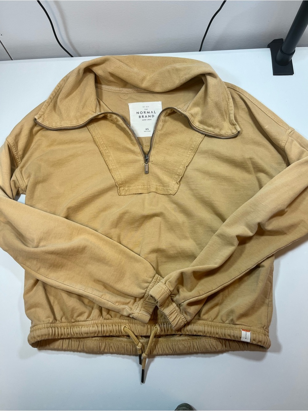 The Normal Brand Tan Quarter Zip Pullover Sweatshirt